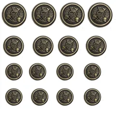 【新着商品】ブレザー ボタン 16個セット 直径15mm/20mm/25mm アンティーク メタルボタン 交換 補修 学生服/スーツ/ブレザー用/コートなど 洋服用 袖口 金 アクセサリー セット DIY 手作り おしゃれ 麦穂バッジ 装飾（ブロンズ）
