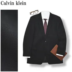 カルバンクライン Calvin klein シャドーストライプ柄 シングル 2B テーラードジャケット ブレザー 通年 ビジネス フォーマル 38 ブラック メンズ
