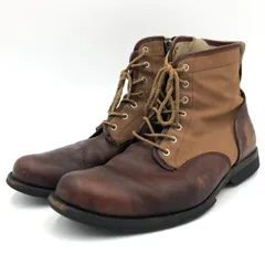 ティンバーランド 26cm ブーツ レザー キャンバス 茶 サイドジップ