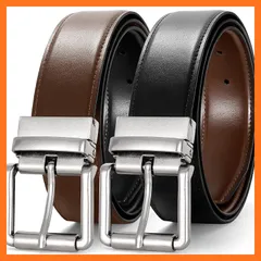 【新品】 [TRIWORKS] ベルト メンズ 本革 1本&二色リバーシブル 回転式バックル 幅3.8cm 調整可能 紳士用 ビジネス スーツ カジュアル ギフト 箱付き 0