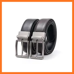 【新品】 [ZHUYING] ベルトメンズ オートロックスライド式バックル 紳士 スーツベルト 無段階調整 穴なし ビジネス カジュアル サイズ調節可能 カットフリータイプ (黒 + ダークブラウン) 0