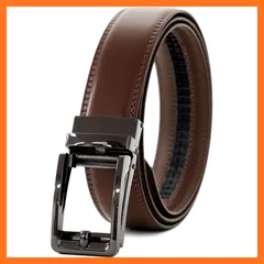 【新品】 [BEEL] ベール ベルト メンズ 牛革 オートロック式ベルト レザー 紳士 穴無し 大きいサイズ ビジネス スーツ カジュアル プレーン【バックルタイプ：ブラックニッケル】 ダークブラウン 1