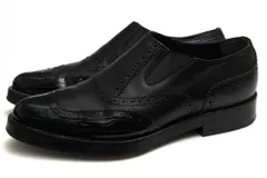 バレンシアガ／BALENCIAGA シューズ ビジネスシューズ 靴 ビジネス メンズ 男性 男性用レザー 革 本革 ブラック 黒  341779 サイドエラスティック ウイングチップ スリッポン サイドゴア