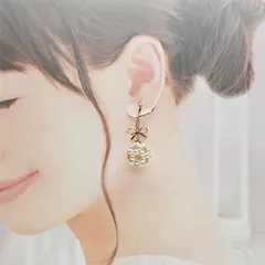 イヤリング　可愛いころんとパールリボン　　リボンパーツ　パール　同窓会　デート　白　大人可愛い　卒業式　入学式　送料無料