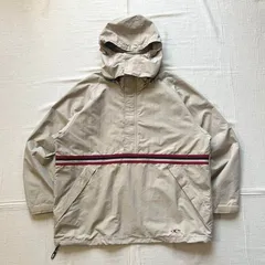 希少　～00s　archive　OLD O'NEILL　オニール　ハーフジップ　アノラック　プルオーバー　ナイロンジャケット　マウンテンパーカー　ワンポイントロゴ刺繍　ライン　裾ドローコード　L　ベージュ　Y2K　C-BOY　half zip anorak