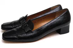 フェラガモ／Salvatore Ferragamo パンプス シューズ 靴 レディース 女性 女性用レザー 革 本革 ブラック 黒  53D0 24720 レザーソール クロコ型押し スリッポン