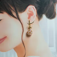 イヤリング　可愛いころんとパールリボン　リボンパーツ　ピンク　同窓会　デート　大人可愛い　結婚式　卒業式　入学式　送料無料