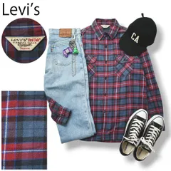 00sヴィンテージ リーバイス Levi's Red Tab レッドタブ 長袖 ネルシャツ ワークシャツ M チェック柄 マルチカラー メンズ