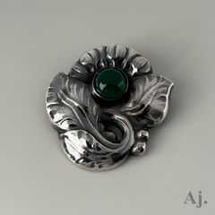 ジョージジェンセン激レアブローチ71グリーンアゲイト AG925