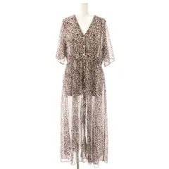 フリークスストア FREAKS STORE ワンピース ロング 半袖 総柄 F ライトベージュ 紫 /NR