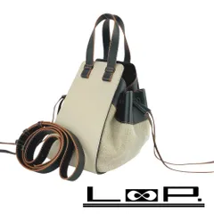 ロエベ ■新同■ ハンモック スモール ドローストリング 2WAY ショルダー バッグ レザー キャンバス ベージュ  【422843】7