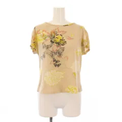 マックスマーラ ウィークエンドライン MAX MARA WEEKEND LINE Tシャツ カットソー 半袖 クルーネック ストレッチ 花柄 L ベージュ /BB