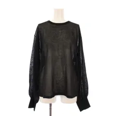 スタイルミキサー STYLEMIXER カットソー 長袖 クルーネック ストレッチ 無地 シアー シースルー ワンカラー F 黒 ブラック /BB