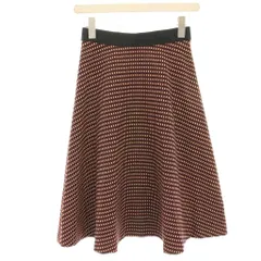 アナイ ANAYI フレアスカート ひざ丈 総柄 36 赤 レッド 紺 ネイビー 白 ホワイト /HN