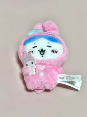 ハチワレ マイメロディ マスコット ぬいぐるみ キーホルダー (タグx)