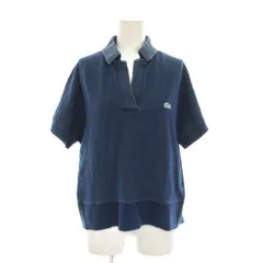 ラコステ LACOSTE ポロシャツ 34 紺 半袖 Vネック 襟付き /RE