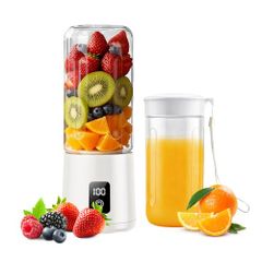 Free Shipping! New! 4-in-1 Juicer Blender Coffee Grinder Cordless USB Rechargeable 500ml Double Bottle with Safety Feature Compact Portable Juicer Easy to Clean Portable Travel Juicer (White) fbebfa34