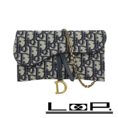 ディオール ■新同■ トロッター オブリーク チェーンウォレット キャンバス ネイビー 【171871】