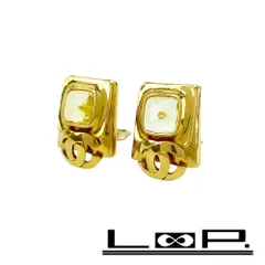 シャネル ■中古■ヴィンテージ■ ココマーク スクエアイヤリング アクセサリー ゴールド GP ガラス 97A 26.5g 【386770】7