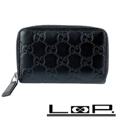 グッチ ■美品■ シマ ラウンドジップ コインケース ウォレット 小銭入れ レザー ブラック 255452 【452758】11