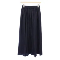 ナノユニバース nano universe フレアスカート ギャザー イージー ミモレ ロング ウエストゴム ワンカラー F 紺 ネイビー /BB