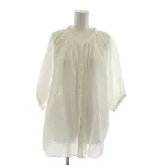 アーバンリサーチ ドアーズ URBAN RESEARCH DOORS シャツ ブラウス 五分袖 M 白 ホワイト シアー バンドカラー /RR