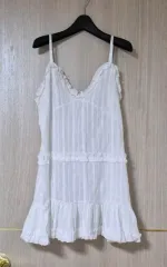 白レースコットンノースリーブブラウスビスチェ