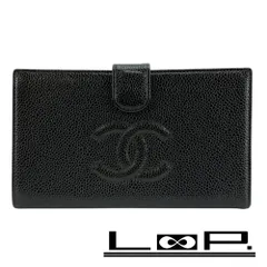 シャネル ■美品■ がま口 長財布 二つ折り ウォレット キャビアスキン ブラック 箱 【416873】3