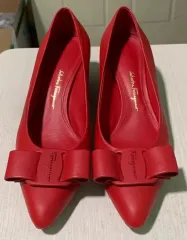 フェラガモ リー リボン パンプス レッド レディースシューズ 5 5 35 5 正規品