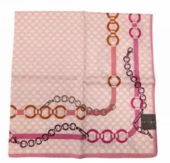 未使用 セリーヌ ハンカチ 大判 マカダム柄 ピンク系 スカーフ　CELINE 綿　100％ コットン レディース 