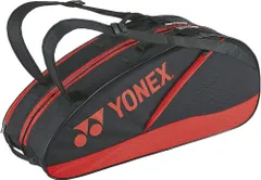 ヨネックス YONEX テニス ラケットバッグ6 6本用 バック カバン ケース 再帰反射 RCファスナー シューズポケット 正面ポケット 部活動 クラブ サークル スクール チーム  BAG2132R 187 ブラック×レッド