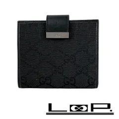 グッチ ■美品■ GG 二つ折り 財布 コンパクト ウォレット キャンバス ブラック 【441493】10