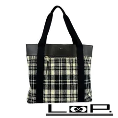 サンローラン ■美品■ トート バッグ チェック ウール レザー ブラック ホワイト 【406614】5
