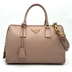 美品 PRADA プラダ ガレリア サフィアーノ 2way ハンドバッグ ショルダーバッグ 三角ロゴ レディース 白タグ 手持ち 斜め掛け 南京錠 鍵付 ピンク