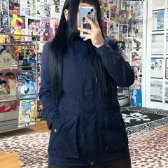 アディダス ネイビー コットン シープスキン マウンテンパーカー アウター