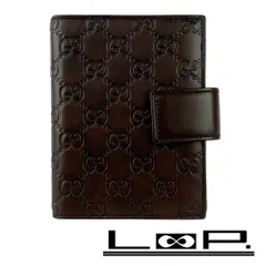 グッチ ■美品■ シマ 手帳カバー 手帳 スケジュール帳 6穴 レザー こげ茶 ブラウン ダークブラウン  【466571】7