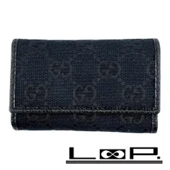 グッチ ■新同■ GGキャンバス 6連キーケース キーホルダー ブラック キャンバス レザー 04564【495236】13