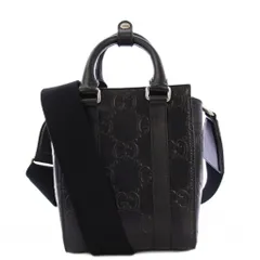 グッチ GUCCI GGエンボス ミニ トートバッグ ハンドバッグ ショルダーバッグ 2WAY レザー 黒 696010 /KH ■OH