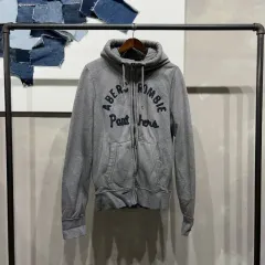 (100) Abercrombie アバクロンビー ヴィンテージ ストリート 刺繍 マッスルフィット 起毛 フードジップアップ ジャケット