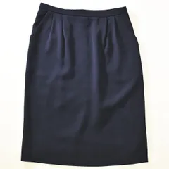 【上質】 レリアン Leilian ひざ下丈 タイト スカート 11 紺 日本製 ♪