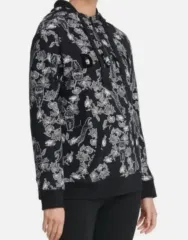 DKNY レディース フローラル プリント ハーフジップアップ パーカー