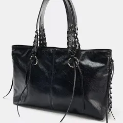 ザラ フリンジ トートバッグ ブラック