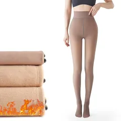 [YUMISS] 裏起毛タイツ レディース 透け感 【暖かく足も自然と細見せ・程よい着圧で美脚美尻】 フェイクタイツ ストッキング感 寒さ対策 一体式 動きやすい 伝線しにくい アウトドア レギンス (JP, アルファベット, Free Size, 珈琲透 0