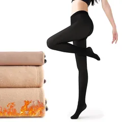 [YUMISS] 裏起毛タイツ レディース 透け感 【暖かく足も自然と細見せ・程よい着圧で美脚美尻】 フェイクタイツ ストッキング感 寒さ対策 一体式 動きやすい 伝線しにくい アウトドア レギンス (JP, アルファベット, Free Size, ブラッ 1