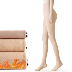 [YUMISS] 裏起毛タイツ レディース 透け感 【暖かく足も自然と細見せ・程よい着圧で美脚美尻】 フェイクタイツ ストッキング感 寒さ対策 一体式 動きやすい 伝線しにくい アウトドア レギンス (JP, アルファベット, Free Size, 肌色2 0