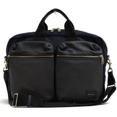 ポールスミス／Paul Smith バッグ ブリーフケース ビジネスバッグ 鞄 ビジネス メンズ 男性 男性用 ナイロン レザー 革 本革 ネイビー 紺  PSN504 ナイロンカラーブロック 2WAY ショルダーバッグ バイカラー シボ革 シュリンクレザー