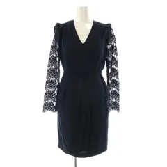 フリッカ FLICKA レーススリーブドレス ワンピース 長袖 膝丈 0 紺 /NR ■OS