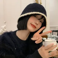 ニット バイカラー バケットハット ブラック 新品