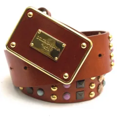 ドルガバ／DOLCE＆GABBANA ベルト ビジネス メンズ 男性 男性用 レザー 革 本革 ブラウン 茶  BE0406 ストーン装飾 スタッズ