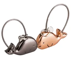 [ケーエルユー] ペア キーホルダー カップル お揃い キーリング 鍵 かわいい 動物 ブラック ピンクゴールド 2個セット